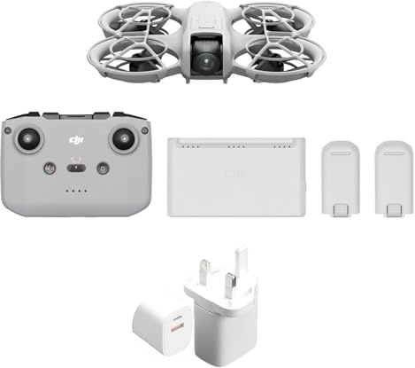 DJI Neo Fly More Combo, Mini Drone with 4K UHD Camera for Adults, 135g Self Flying Drone, Palm Takeoff, Subject Tracking, QuickShots, Stabilized Video, with RC-N3 and 3 Batteries，PD35W charger
