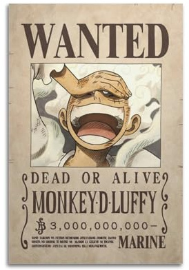 SDAEWUBB Poster, Motiv: Wanted Monkey D. Luffy, dekoratives Gemälde, Leinwand, Wandposter und Kunstdruck, moderne Familienschlafzimmer-Dekoration, Poster, 20 x 30 cm