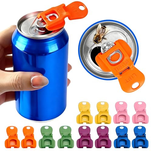12 abrelatas de anillo, abrelatas para bebidas, pop, refrescos, coca, a prueba de insectos, fácil abridor de pestañas y protector de bebidas para el hogar, barbacoa, camping