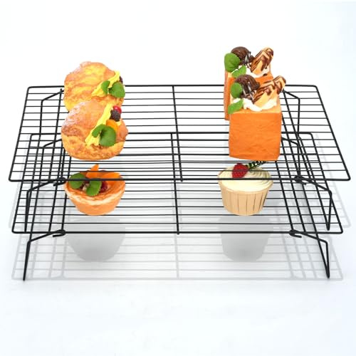 Zalaxt 3 PCS Baking Cooling Rack, Stainless Steel, Stackable 15.7 x 9.8 inch Cooking Cooling Racks for Roasting Grilling
