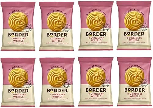 12 x Borders Biscuits Viennese Whirls Flavour Cookies (2 Biscuits Per Pack)