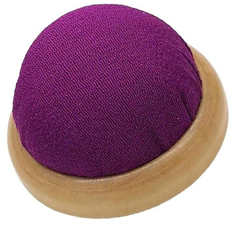 MotiveTech 7 cm Nadelkissen = Rundes Nadelkissen mit Holzboden, Nähnadelhalter, Lila