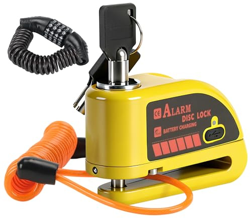 TOKCKYBL Rechargeable Motorcycle Disc Lock with 120dB Alarm