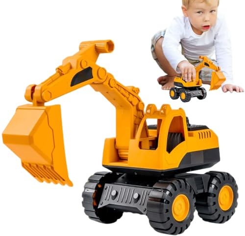 Inertia Construction Toy Vehicles Set For Kids, Thickened Durable ABS Excavator 20.5x17x10cm, Shovel Truck 18x10.5x10cm, Dump Truck 17.5x9.5x9.5cm, Yellow Sandbox Play, Promotes Creativity And Hand-Ey