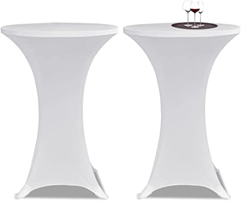 sephironlbb 2 x Tischhusse für Stehtisch Ø80 cm weiß, Stretchhusse elastisch, waschbar bis 40°C, rutschfeste Schutzhülle, vielseitiger Spannbezug für Hochzeit, Bankett, Esszimmer, Wohnraum