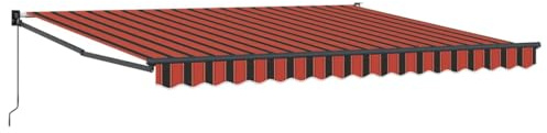 hliofuir Toldo de brazo articulado extensible 400 x 300 cm toldo manual con manivela 165 cm toldo solar para terraza y jardín naranja y marrón de aluminio acero