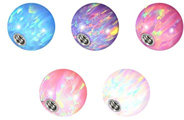 PIERCINGLINE Universelle Schraubkugel mit Innengewinde| SYNTHETISCHER Opal | 5ER SET |Piercing Aufsätze Kugel Ersatz | Farb & Größenauswahl