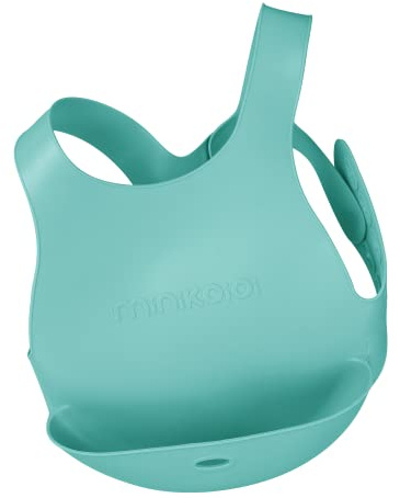 Flexible Flexi Bib MinikOiOi - verde azulado 101020002 Babero de silicona ajustable en tamaño
