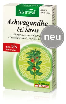 Alsiroyal Ashwagandha – Ashwagandha Kapseln (60 Stück) - Ashwagandha KSM-66 bei Stress, Unruhe & Konzentrationsproblemen - mit mind. 5% Withanoliden - vegan