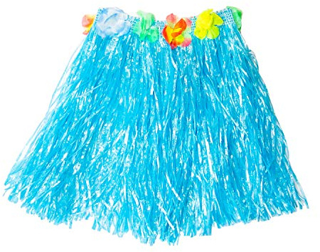 Oblique Unique® Hula Rock Hawaii-Rock Tutu Tütü mit Blumen Blüten für Damen Frauen Mädchen für Hawaii Party Sommer Beachparty Fasching Karneval Mottoparty - wählbar (Blau)