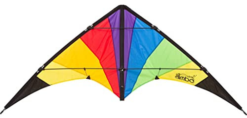 HQ Design - Limbo II Lenkdrachen Zweileiner Flugdrachen Allround Drachen für Kinder und Erwachsene ab 10 Jahren 67x155cm inkl. 40kp Polyesterschnüre 2x20m 2-6 Bft (Classic Rainbow)