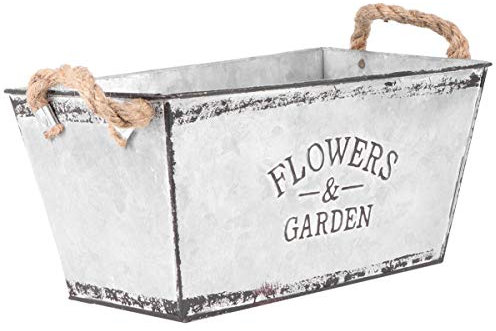 VOSAREA Iron Flower Bucket Handle Durable Storage for Dried Flowers and Plants Large Silver for Shop Home Decor