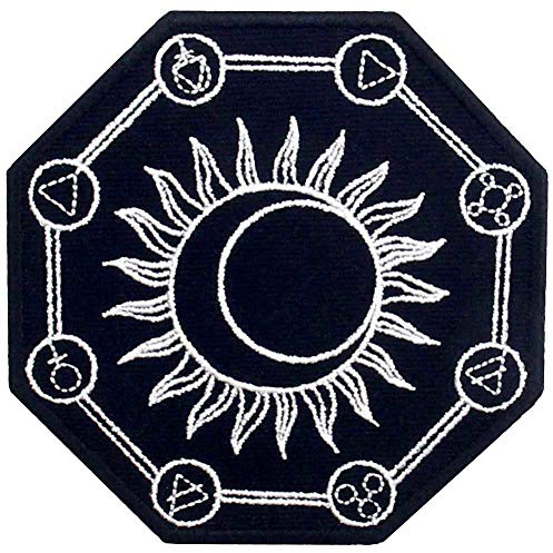 Aufnäher, bestickt, Design: Alchemie-Symbol, zum Aufbügeln oder Aufnähen