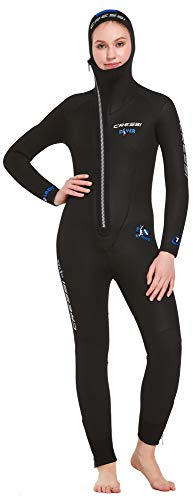 Cressi Diver Lady Monopiece Wetsuit - Premium Neoprenanzug für Damen mit Fester Kapuze - erhältlich in 5 oder 7 mm, Mehrfarbig