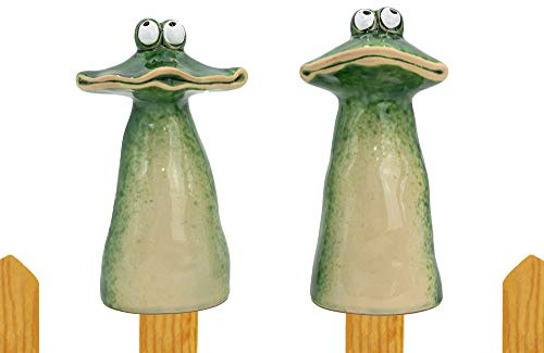Zaunfigur Frosch Keramik Zaundeko Zaunhocker H=16,5 cm 2er Set