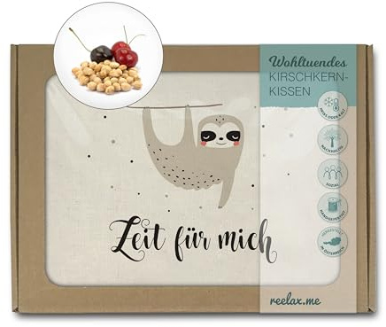 Reelax.me Kirschkernkissen für die Mikrowelle - Körnerkissen mit Spruch Zeit für mich Faultier – Entspannungs-Geschenk mit Spruch, Abschiedsgeschenk, Mutmacher-Geschenkidee für Männer, Frauen & Kinder