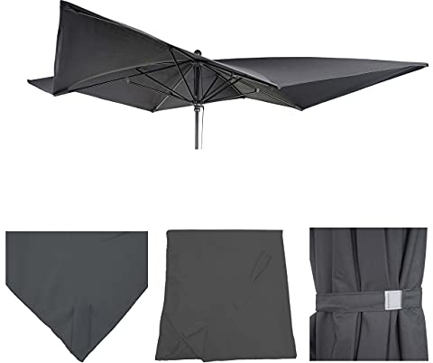 Mendler Ersatz-Bezug für Luxus-Sonnenschirm HWC-A37, Sonnenschirmbezug Ersatzbezug, 3x3m (Ø4,24m) Polyester - anthrazit