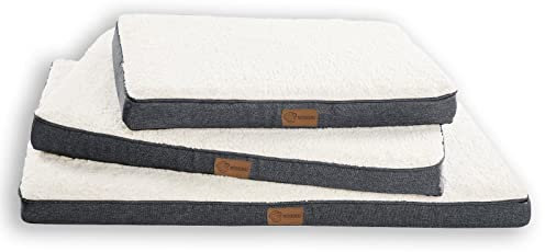 Monkimau orthopädisches Hundebett für mittelgroße Hunde Hundekissen Hundedecke Hundematte flauschig waschbar, grau beige (M - 75 x 50 x 8 cm)