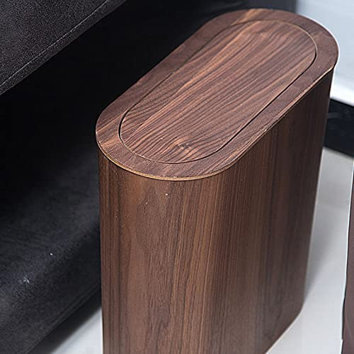 Corbeille à Papier en Bois Poubelle de l'armoire chambre à coucher, Compact rectangulaire étroit Poubelle de recyclage du bois Poubelles Déchets Stockage des déchets pour Hôtel Spa Bureau, marron