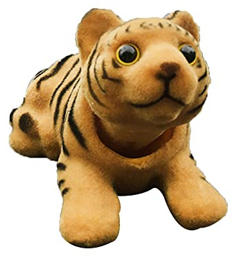 Tiger Wackelkopf Auto Armaturenbrett Dekoration Handgemacht Tiger wackelkopf Figur Auto Wackelfiguren Lustige Armaturenbrett Deko Ornamente für Auto Desktop Schlafzimmer,gelber Tiger