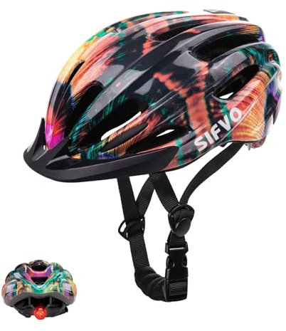 Kids Bike Helmet, SIFVO Kids Helmet Cool Boys and Girls Bike Helmet with Safety Light Age 5-14 Adjustable Lightweight Bike Helmets for Kids Youth Bike Helmet 50-57cm