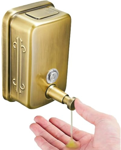 Wandmontage, manuell gepresste Seifenbox, 304 Edelstahl, Seifenspender, Badezimmer, manuell, gepresste Seifenbox, Hotel-Handseifenflasche, Metall, gebürstet, 500 ml