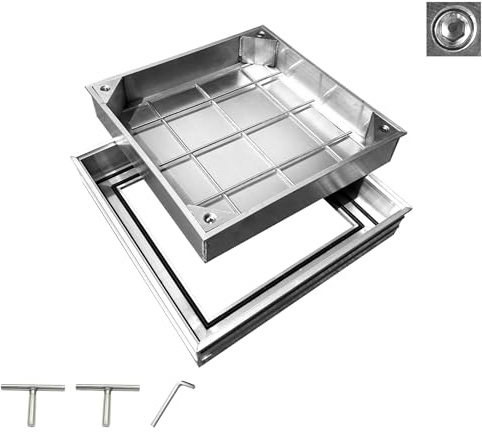 NATOTELA Couvercle de regard en alliage d'aluminium invisible-Passage 229 x 229 mm-A15 tampon de regard en aluminium pour le jardin,autre espace intérieur et extérieur-Encombrement 300x300mm