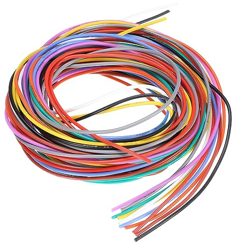 QUARKZMAN 28 Calibre Silicone Fil 28AWG Électrique Fil Toronné Fil Flexible Étamé Cuivre Fil Haute Temp Raccordement Fil 10 Couleur 3,0 M/10 ft pour Voiture Modèle Appareils 10pcs