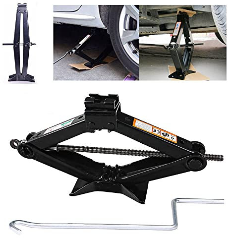 2T Scherenwagenheber, Wagenheber Hubhöhe 105-385mm, Auto Rangierwagenheber mit Kurbel, Schnelles und Arbeitssparendes Design, Die Unterseite ist Vergrößert