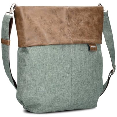 Zwei Damen Umhängetasche Olli OT12 Crossbody-Bag 7 Liter strapazierfähige & wasserabweisende Schultertasche, hochwertige Qualität, Schlüsselring, zusätzlicher Schultergurt, Geheimfach (eucalyptus)