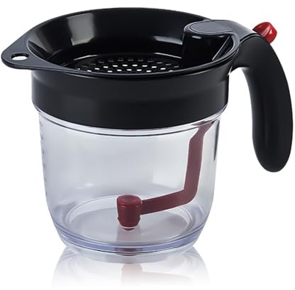 PIDUDU Séparateur de graisse avec ouverture par le bas – Séparateur de graisse transparent pour la cuisine, les graisses de cuisine, les sauces et les huiles avec passoire, soupes et sauces