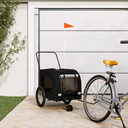 ZEYUAN Fahrradanhänger Hunde Schwarz Oxford-Gewebe und Eisen, Fahrrad Anhänger, Lastenanhänger, Handwagen, Fahrrad-lastenanhänger, Lastenfahrrad - 93856