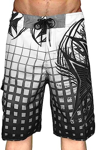 FGUUTYM Badshorts herr knälång sport plus storlek fem surf snabbtorkande strandbyxor shorts badshorts herr, Z-a-grå, S