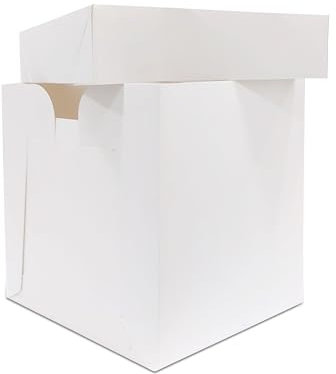 Amour Cake Box (12x12x12) – Premium Quality Sturdy Cardboard 12 Inch Tall Cake Box with Lid for Carrying Wedding & Celebrations Decorative Tall Cakes -Easy Assembly with Lock Mechanism - Pack of 5