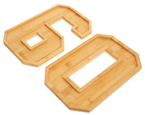 Garneck Wooden Number 60 Charcuterie Board Tray Fillable Snack Tray for Parties Large Capacity Serving Dish for Fruits and Desserts Smooth Polished Finish