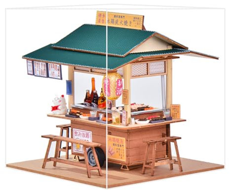 Cjeuxnr Kit de maison de poupée miniature à faire soi-même, maison de poupée japonaise en bois, petite maison avec meubles et lumières LED, jouet puzzle pour adultes, cadeaux créatifs