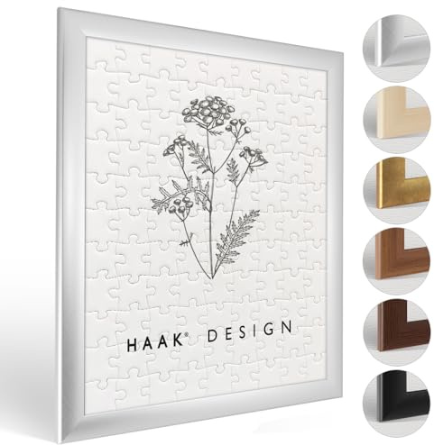Haak Puzzlerahmen Klassik Au gebürstet (Dekor) 80 X 121 cm (ca. 3000 Teile) ANTIREFLEX/Entspiegelt Bilderrahmen Rahmen für Puzzle