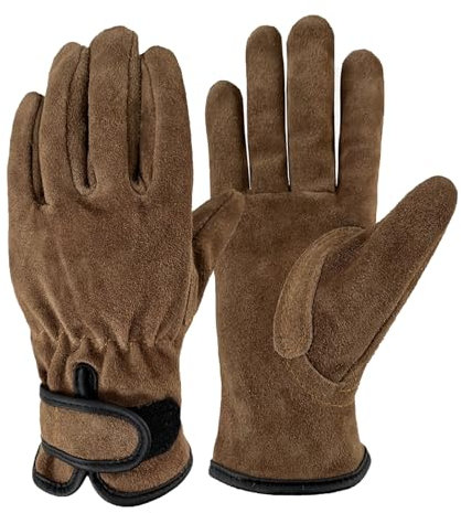 FOYRXVNW Work Glove with Soften Cotton Lining, Abrasion Resistant Welding Gloves, Heat Insulation Cowhide Cooking Gloves, for BBQ Gloves, Oven Gloves(L)