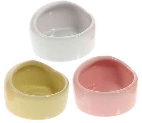 Happyyami 3pcs Ceramic Pet Feeding Bowls Anti-bite Random Color Non-slip Small Bowls for Hamsters and Small Rodents