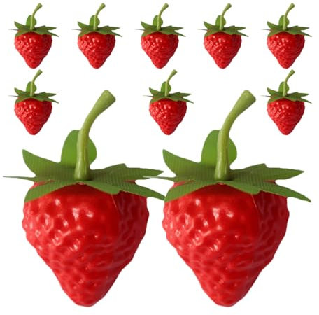 Amosfun Künstliche Erdbeeren Deko 3.5 cm Realistische Mini Erdbeer Ornamente Aus Kunststoff Für Tischdekoration Wohnaccessoires Und Kinder Kleine Spielsachen
