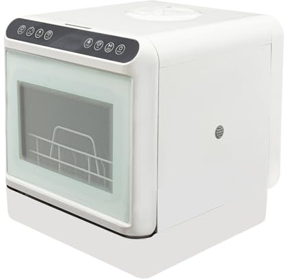 Tischgeschirrspüler Mini Geschirrspüler Tragbarer Kompaktgeschirrspüler 6L Wasserbehälter Touch Kontrolle Weiß für Wohnungen Apartments Camping und Wohnmobile