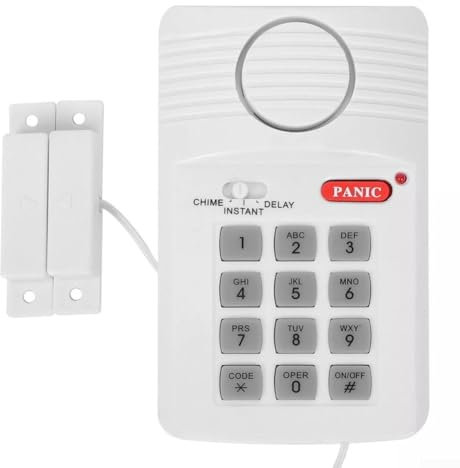 Wireless Door Alarm with Password, Loud Security System for Home Garage Shed Caravan, Battery Powered Burglar Deterrent