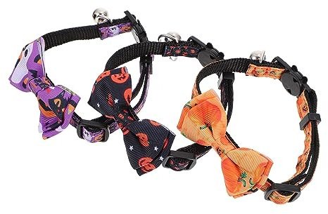 Kisangel 3st Haustierhalsband Für Kätzchen Extra Kleines Kätzchenhalsband Mit Glöckchen Schnellverschluss Für Katzenhalsbänder Gotischer Kratzbaum Zauberstab Glocke Wurf Polyester