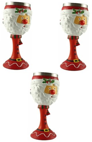 Cabilock 3 Piezas taza christmas mug navideños christmas decor copa de vino de vacaciones copas de vino de colores copa de vino de santa copas de vino pintadas Acero inoxidable rojo