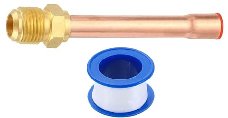 sourcing map Accesorio de tubería de latón, rosca macho SAE de 3/8 x 3/8 pulgadas OD Flare conector con tubo de cobre para sistema HVAC aire acondicionado refrigeración