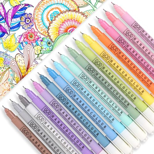 HANKU 0.38mm Fineliner Colored Pens 16 Pack, Felt Tip Pens No Bleed Through Bible Journaling Pens for Bible Study, Bullet Journal, Planner, Coloring & Office Supplies