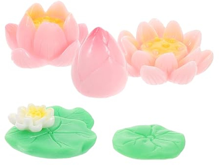 BUGUUYO 5pcs Miniature Water Lily Ornament Resin for Aquarium Xmas Decor