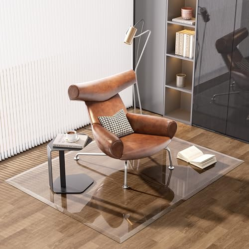 [Gehärtetes Glas] 150 x 119 cm Glas-Stuhlunterlage mit abgeschrägten Kanten und Polierten Kanten Klare Bürostuhlunterlage, Bodenschutzmatte, Geeignet für Teppich- oder Hartholzböden