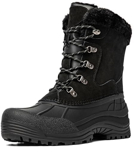 Kelway Winterstiefel Herren Wasserdicht Winterschuhe Herren Schneestiefel Winter Boots Outdoor Schneeschuhe für Wandern Arbeit Camping, Schwarz 43 NEW