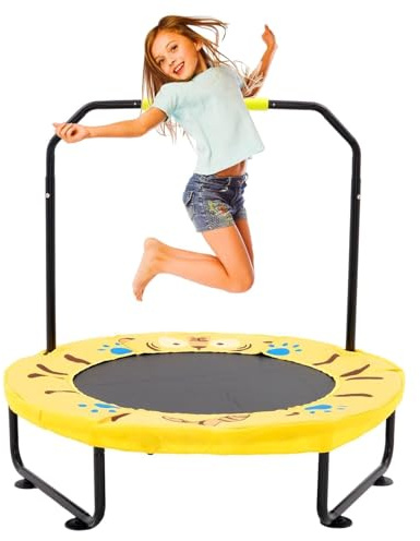 Arkyomi Cama elástica para niños para Interiores y Exteriores con asa, Mini trampolín Redondo de 40 Pulgadas, Cama elástica Plegable portátil para niños a Partir de 3 años